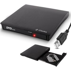 Cloxks – Externe DVD / CD speler en brander – Externe CD / DVD brander voor laptop – USB 3.0 – Windows – Mac – Plug & Play – Zwart