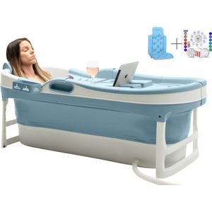 HelloBath® Opvouwbaar bad - Blauw - XL James - 148cm lang - Inklapbaar Zitbad - Bath Bucket - Incl. Badkussen, Badlamp & Opberghoes