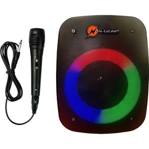 N-GEAR LGP 4 Studio Draadloze Bluetooth Party Speaker - Karaoke Set - 1 Microfoon - Discoverlichting