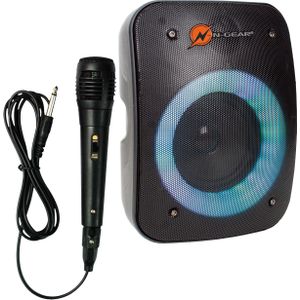 N-Gear LPG4Studio Let’s go Party Bluetooth Lautsprecher | Boombox mit Karaoke Mikrofon, Disco-LEDs, 40 Watt Leistung & bis zu 3 Stunden Akkulaufzeit