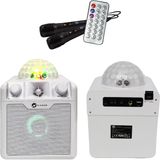 N-GEAR Disco Block 410 - Karaoke Set - Draadloze Bluetooth Party Speaker - 2 Microfoons - Verlichting - Wit