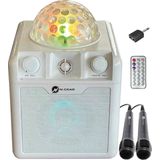 N-GEAR Disco Block 410 - Karaoke Set - Draadloze Bluetooth Party Speaker - 2 Microfoons - Verlichting - Wit