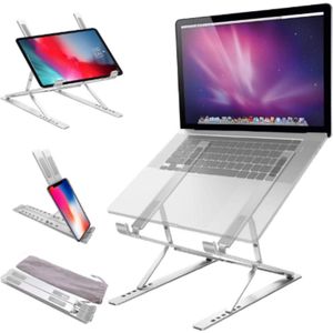 W&Z® Ergonomisch laptop standaard - Verstelbaar - Opvouwbaar - Aluminium - Zilver