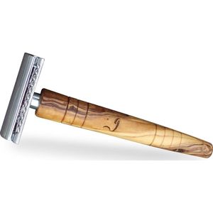 Handgemaakte Safety Razor voor Mannen en Vrouwen met Wilkinson Sword Blade Scheermesjes - Gesloten Kam - Double Edge - Olijfhout