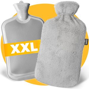 XXL kruik 3.5 liter met hoes - Pasper warmwaterkruik - 8 uur warmte - grijs - kruikzak