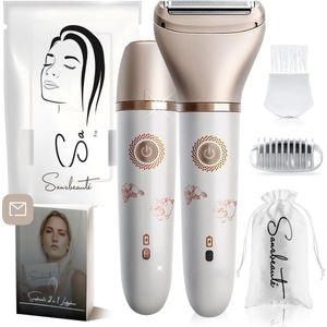 2-in-1 Ladyshave Gezicht - Oksels - Benen - Bikinilijn - Sansbeauté® - Scheerapparaat Vrouw - Ontharingsapparaat Electrisch Ontharen - Gezichtsontharing Dames - Trimmer Vrouw - Ladyshaves Bikini - USB Oplaadbaar