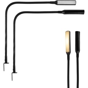 Lednology - Leeslamp met dimfunctie – Set van 2 Led lees lamp – Led verlichting – Touchlamp – Bedlamp – Boekenkast lamp – Leeslamp met touch – Aanraak schakelaar lamp – Touch functie – Dimmer – Dimlicht – Dimstand - L- bevestiging – Kleur matzwart