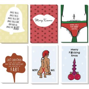 Liefs Jansje - Kerstkaarten - Enkele A6 kaarten - 18 stuks (6x3) - Envelop + Sluitsticker - Foute Kerstkaarten