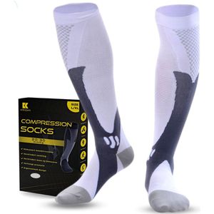 KANGKA Compressiekousen - Compressie sokken Maat 35 tot 38 (S/M) - Steunkousen - Wit