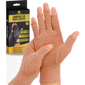 KANGKA Reuma Artritis Handschoenen, Compressie Handschoenen Voor Artritis, Reuma, Artrose, Carpal Tunnel Syndroom, Tendinitis - Voor Mannen en Vrouwen (Bruin, Large)