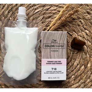 Wella Color Charm toner - T18 + developer - Lightest Ash Blonde - NIEUWE VERPAKKING - Wella Toner - Haartoner - Asblond - Anti geel - Anti Yellow