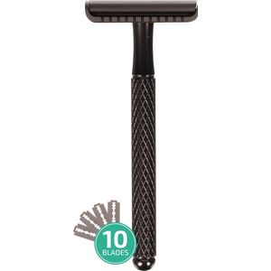 Biowust Safety Razor + 10 Scheermesjes - Voor Mannen & Vrouwen - Zero Waste - Black