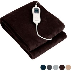 Nuvoo - Elektrische Warmtedeken - Fleece - Bruin - 180x160 cm - 120W - 3 Standen