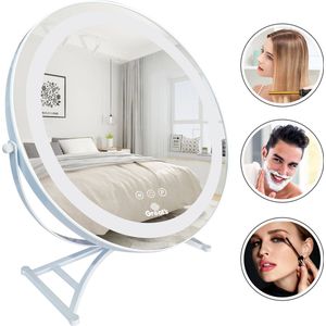 Great's Make Up Spiegel met Verlichting - ⌀ 40cm - Make Up Spiegel LED - Extra Close Up Spiegeltje 10x - Wit
