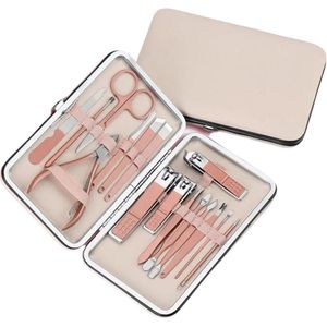 Professionele 16-in-1 Manicure / Pedicure Set Roségoud | Nageletui voor vrouwen - Nagel Etui | Nagelgarnituur Professioneel 16x Roségoud | Nagelknipper Nageltang Ingegroeide Teennagel Manicureset pedicureset | Nagelschaar Nagelschaartje