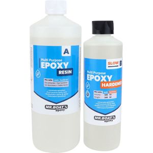 Mr.Boat Epoxy Universeel - 1500 gram - Transparante Resin / Epoxyhars - Met UV blocker - Mengbekers - Handschoenen – Tongspatels