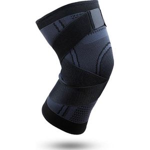 Inuk - Elastische Kniebrace Knieband met Straps - Zwart - Maat L - verkrijgbaar in S/M/L/XL - Soepel en comfortabel materiaal - check maattabel in de tekst