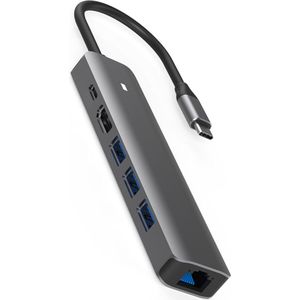 Rolio USB C Hub - 1Gbps Ethernet LAN - HDMI 4K - USB-C opladen - USB 3.0 - Universeel - Macbook Pro/Air/iPad Pro/Galaxy/HP/Dell/Lenovo