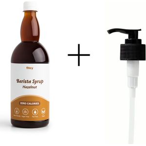 Fitcy | koffiesiroop | Hazelnoot | Barista Syrup | Zero | Vegan | Vetvrij | Suikervrij | Keto-vriendelijk | Koffie | Siroop | MET DOSEERPOMP | 1L
