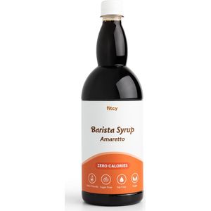 Fitcy | Koffiesiroop | Amaretto | Barista Syrup | Zero | Vegan | Vetvrij | Suikervrij | Keto-vriendelijk | Koffie | Siroop | 1L