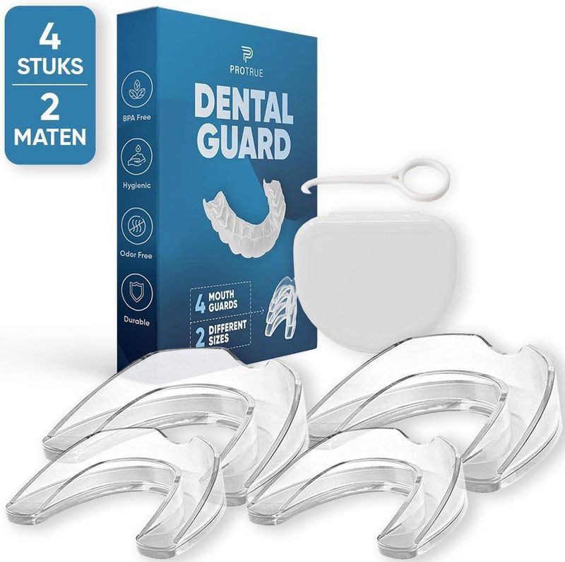 Whitee 4x Anti Knarsbitje in 2 Maten - Nachtbeugel - Tandenknars bitje - Gebitsbeschermer tegen Tandenknarsen & Bruxisme