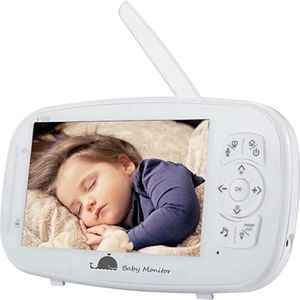 Blossombel Baby Monitor Pro. - Babyfoon met Camera - 5"" Full HD Geluidsdetectie - Nachtvisie - Terugspreekfunctie-Wit