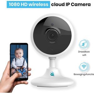 TibaGoods Wifi Babyfoon met camera - 1080P Smart Camera - HD Night Vision - Bewegingsdetectie – Spraakfunctie – Met GRATIS App - Camera Beveiliging - Huisdiercamera