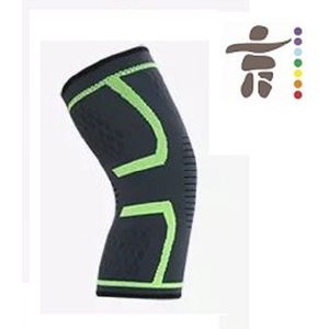 Elastische Knieband Kniebrace - Zwart met groene Rand - Maat L - verkrijgbaar in S/M/L/XL check de maattabel - Strak en Comfortabele steun - Knie compressie - Steun kniebanden - kniebescherming - Elastisch kous voor om je knie - L