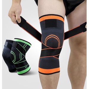 Inuk - Kniebrace - Knieband - Elastisch - Oranje - Maat XL - met Strap - Comfortabel