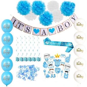 Joya Party® Versier Pakket It's a Boy babyshower versiering blauw | Baby Shower decoratie geboorte jongen | blauwe ballonnen