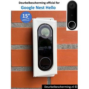 Deurbelbescherming Google Nest Hello - 15° Montage - RVS Wit (anti-diefstal cover - videodeurbel bescherming - videodeurbel beschermer - videodeurbel hoes - videodeurbel cover - beveiligingscamera beschermer)
