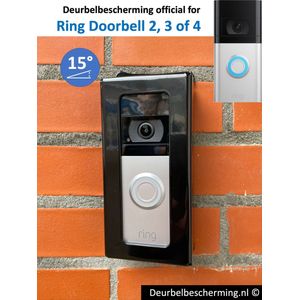 Deurbelbescherming Ring Doorbell 2, 3 of 4 - 15° Montage - RVS Zwart (anti-diefstal cover - videodeurbel bescherming - videodeurbel beschermer - videodeurbel hoes - videodeurbel cover - beveiligingscamera beschermer)