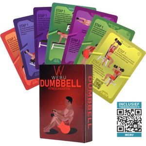 WEBU 55 Dumbbell Workout Kaarten - Fitness – Crossfit - Thuis Sporten – Krachttraining - Incl professionele trainingsvideo’s