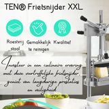 TEN® Frietsnijder XXL - LEVENSLANGE GARANTIE - Patatsnijder met RVS messen - Frietjessnijder met 3 Snijvormen - Fritessnijder