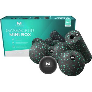 Massagerr® Mini Box – Massage Bal, Duo Massagebal & Mini Foam Roller – Massage Roller – Fascia - Fitness - Triggerpoint Massage Set – Incl. Stressbal
