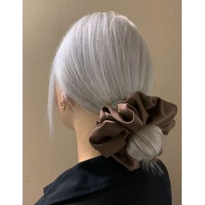 XL/XXL Scrunchie - Goud/bruin - Haaraccessoires- Luxe Satijn Haarelastiek - Handmade - Your Mini Story