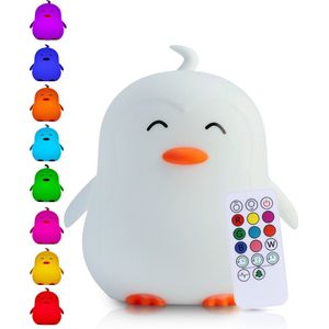 Kadoing® Pinguïn nachtlampje (groot) – met klopfunctie en afstandsbediening – led-nachtlampje oplaadbaar – geboortecadeau – speelgoed – babykamer – premium kinderlamp