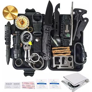 Survival Kit – 35-delig – Outdoor Kit – Survival Set – Mes – kompas – Noodpakket – Survival gear – Multitool creditcard – incl. opbergdoos