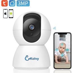Kolvy® Babyfoon met Camera en App - Intelligente Baby Monitor - Slimme Beveiligingscamera - WiFi - 3MP Super HD 1536p - Sterke Encryptie - Nachtzicht - Professioneel