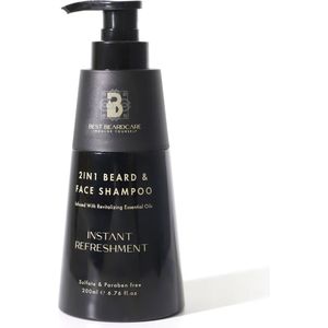 Rithim® 2in1 Baard shampoo 200ml - met Biotine, Keratine en Provitamine B5 - Parabenen & SLS-vrij - Baardverzorging - baardshampoo – gezichtsreiniger