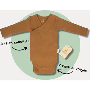 Bambibello Romper 3 maten in 1 - Meegroeirompers - Bruin - Maat 68-80 (groot) - 4 tot 18 maanden - Kraamcadeau - Rompertje - Baby Kleding Jongens - Baby Kleding Meisjes
