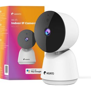 Agunto IC1 - Beveiligingscamera binnen - Huisdiercamera met app - Hondencamera - Beweging en Geluidsdetectie - Google Home