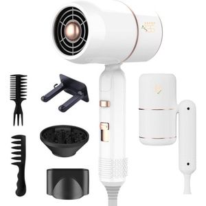 BAESS Föhn met diffuser - Inklapbare Reisföhn - Ionische Haardroger - 2000W - Coolshot - Krullen - Haarföhn - Hair Dryer - Wit