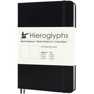 Hieroglyphs Notitieboek Blanco A5 - Hardcover - 192 Pagina’s - 100 Grams Papier - Elastiek - 2 Bladwijzers - Opbergvak - Journal Schetsboek - Blanco