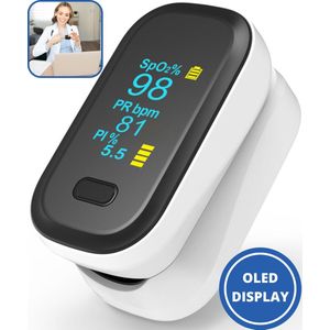 Curify® Medische Saturatiemeter - Zuurstofmeter Vinger inclusief Hartslagmeter - Pulse Oximeter met PI Functie