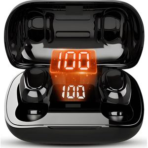 QuchiQ™ Volledig Draadloze Oordopjes - Oordopjes Draadloos - In-ear Oordopjes - Earpods - Extra Bass - Wireless Earphones - Sport Oordopjes - Wireless Earbuds met Oplaadcase - Zwart