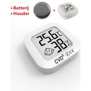 CVD® Thermometer - Hygrometer - Digitale Weerstation - Luchtvochtigheidsmeter - Thermometer Voor Binnen - Incl. Batterij En Houder
