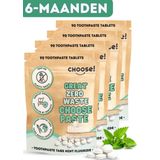 Choose! Tandpasta Tablet, Tea Tree Smaak, 360 Count, Veganistisch, Natuurlijk, Milieuvriendelijk, Vermindert Plastic Afval