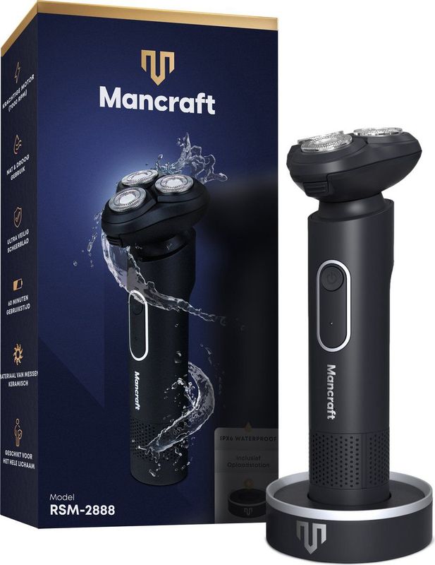Mancraft - 3 in 1 Scheerapparaat - Met Oplaadstation - Neus en Trimmer Opzetstuk
