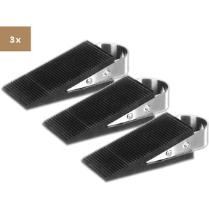 Deurstopper – Deurstoppers Buiten en Binnen – Raamstopper – Rubber Spie – RVS – Set 3 – Extra grip – Baulk®